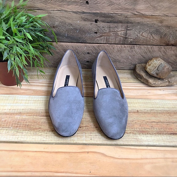 Lafayette 148 New York Siena Suede gray slippers - Picture 3 of 8